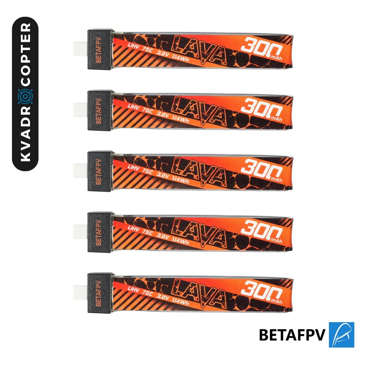 Акумулятор BetaFPV Lava 1S 300 мА·год 75C (5 шт)