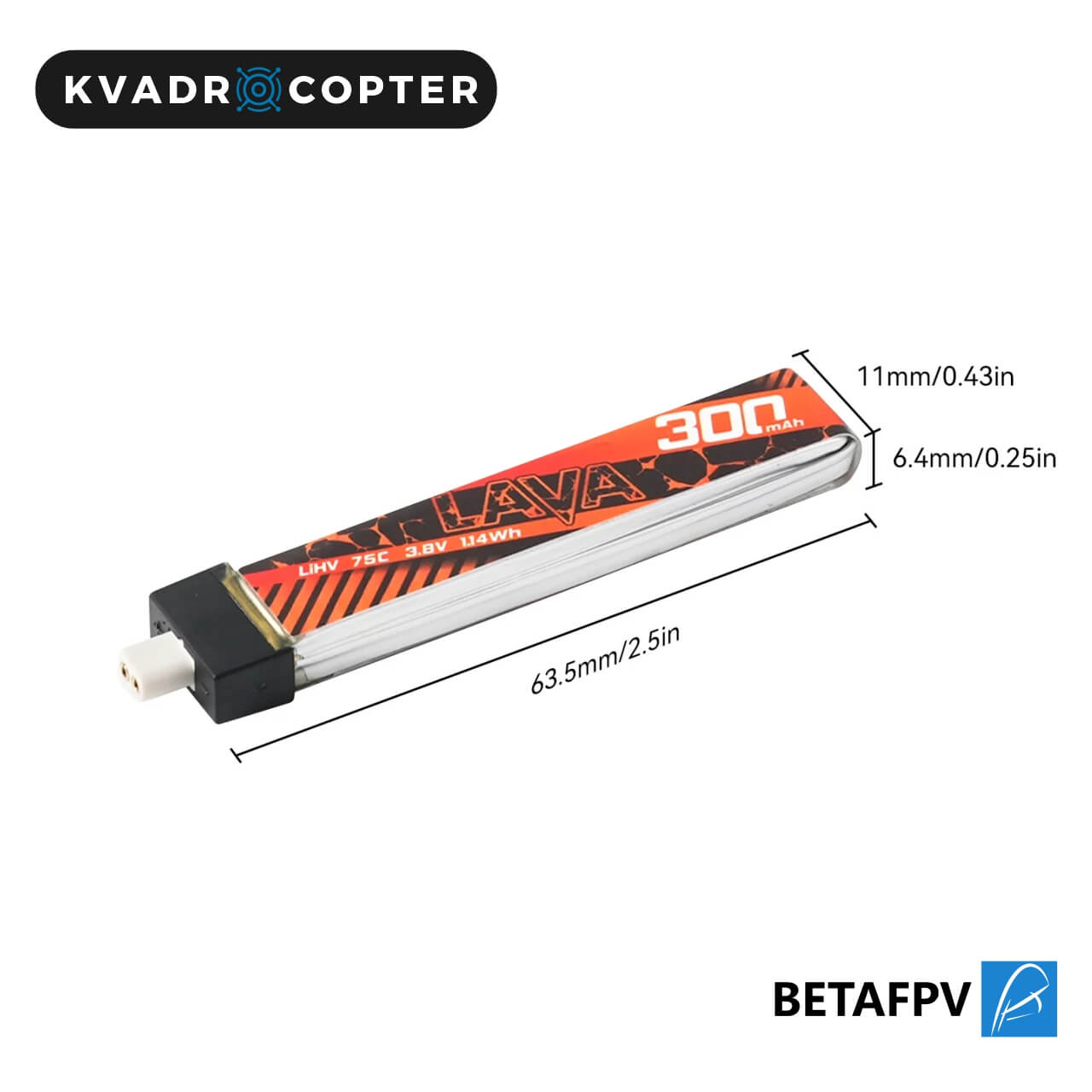 Акумулятор BetaFPV Lava 1S 300 мА·год 75C (5 шт)