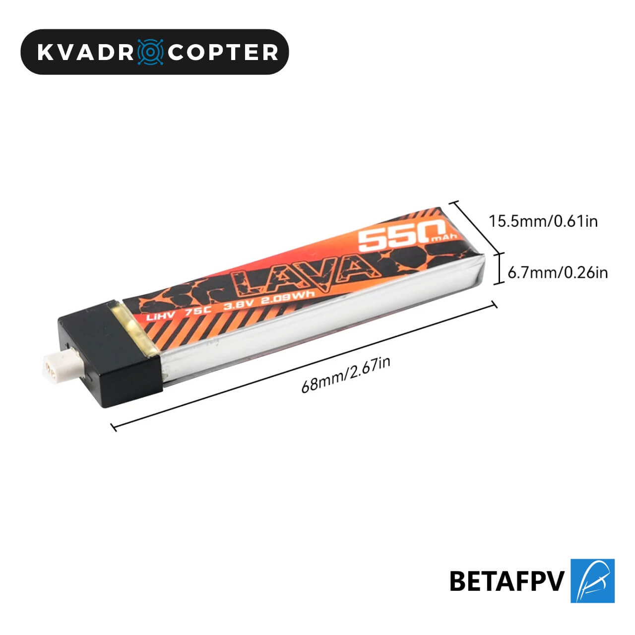 Акумулятор BetaFPV Lava 1S 550 мА·год 75C (4 шт)