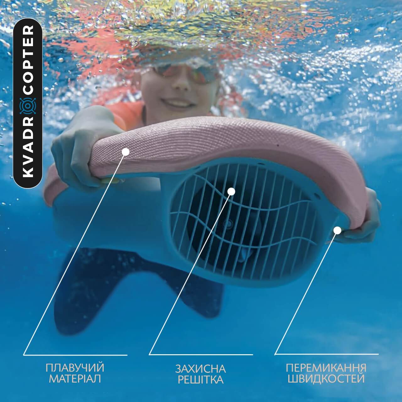 Плавальна електродошка для дітей та дорослих Visuo Water Kickboard 19,2 x 14,9 см, Синя