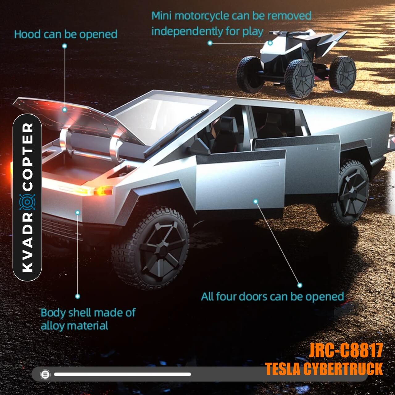 Машинка на радіокеруванні JRC-C8817 1:18 Tesla Cybertruck Grey