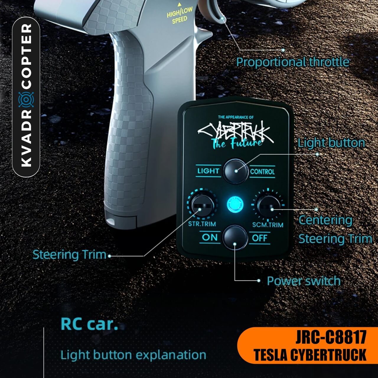 Машинка на радіокеруванні JRC-C8817 1:18 Tesla Cybertruck Grey
