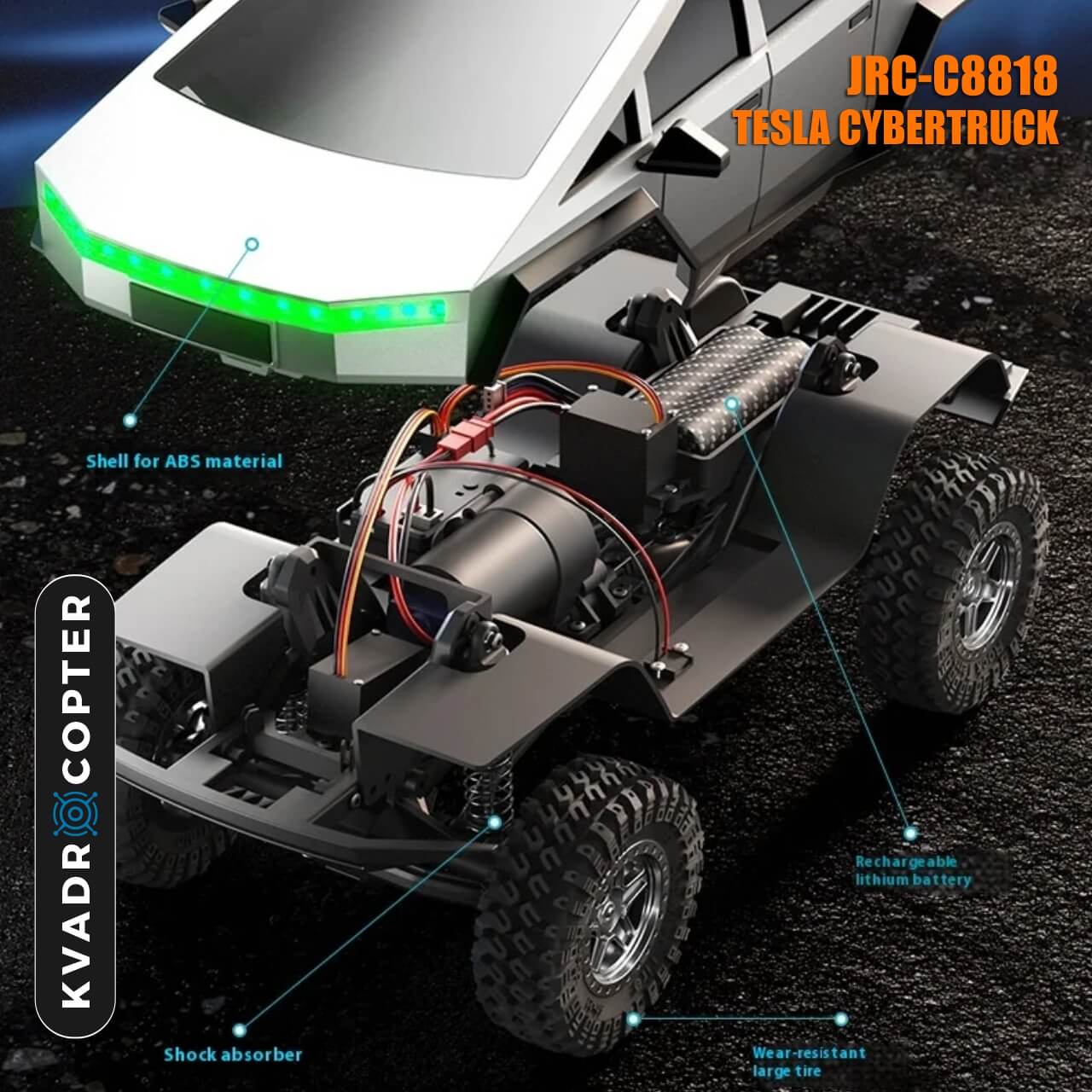Машинка на радіокеруванні JRC-C8818 1:18 Tesla Cybertruck Grey