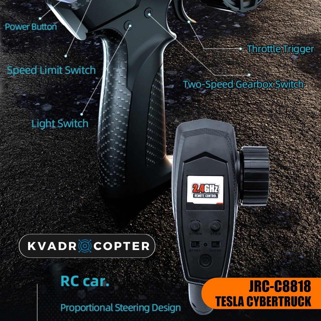 Машинка на радіокеруванні JRC-C8818 1:18 Tesla Cybertruck Grey