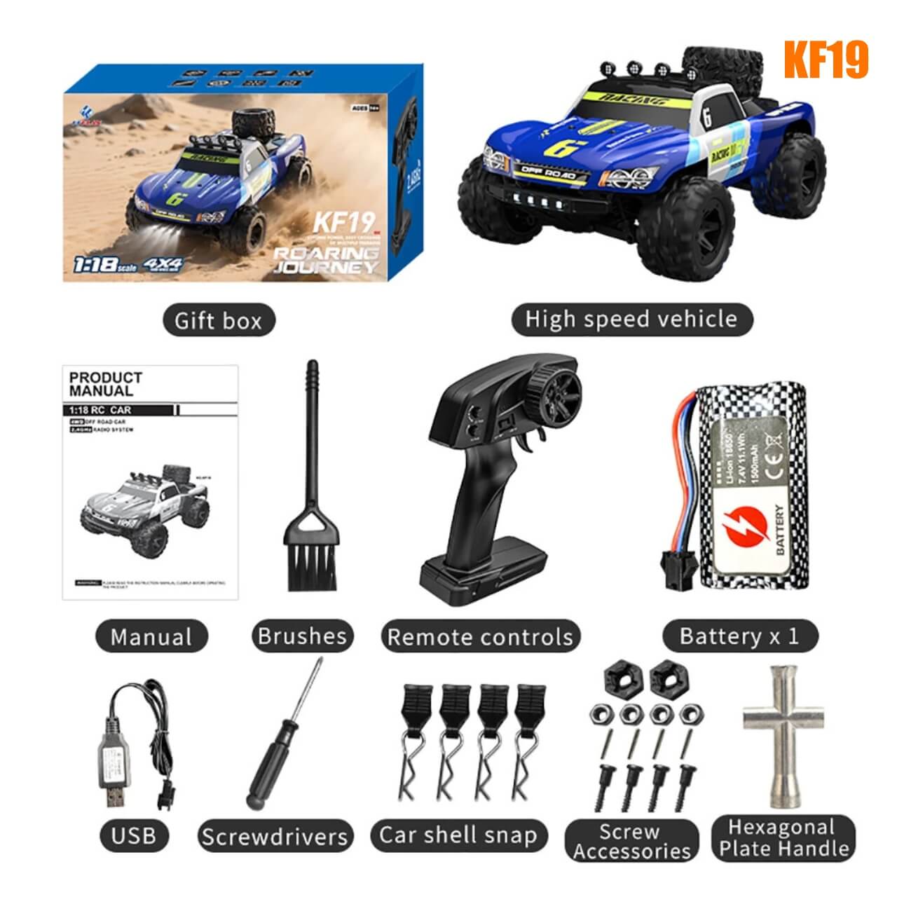Машинка на радіокеруванні KF19 1:18 Mini RC Auto Blue